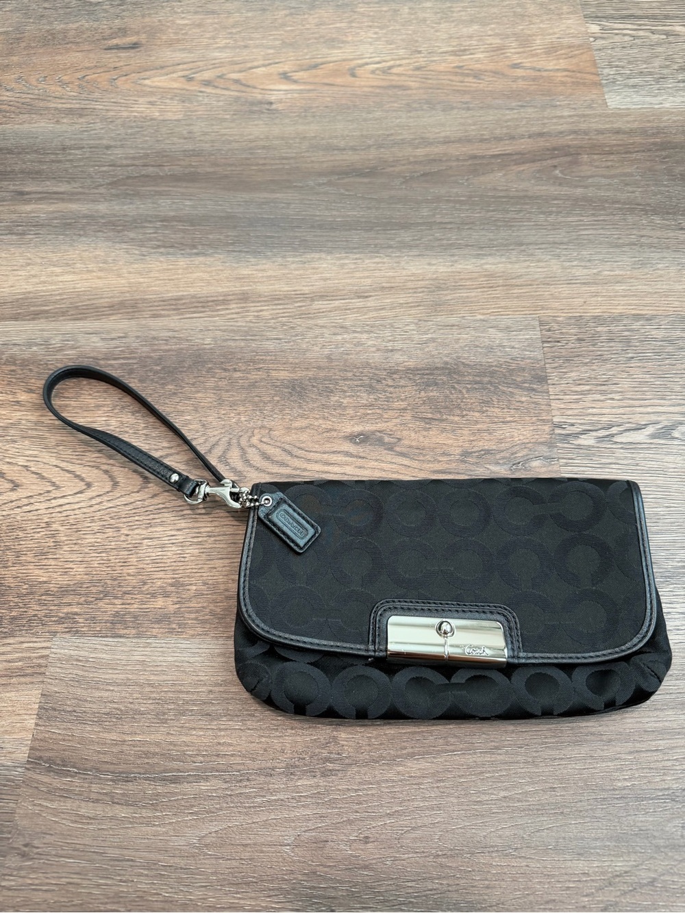 Coach Kristin Signature Black Clutch Wristlet Purse Silver Hardware Y2K Vintage